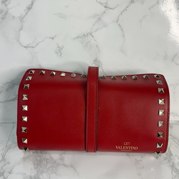 Valentino Garavani Red travel Jewelry Clutch with Silver Studs - Picture 16 of 16